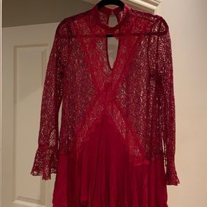 Red / Burgundy lace Free People dress